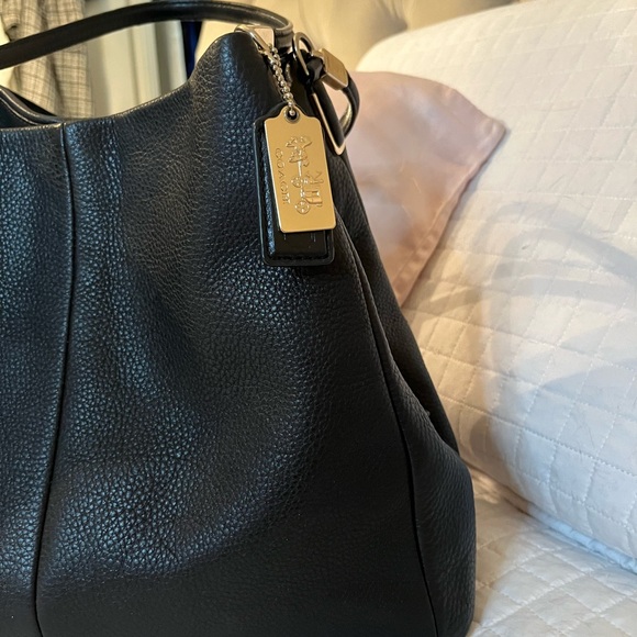COACH 26224 Madison Phoebe Shoulder Bag | Black Refined Pebbled Leather - Picture 8 of 16